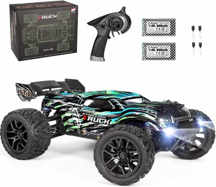 HAIBOXING RC Cars Hailstorm, 36+KMH High Speed 4WD 118 Scale Electric Waterproof Truggy Remote Control Off Road Monster Truck with Two Recharg