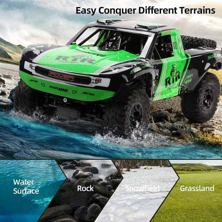 Ruko C11 Amphibious RC Cars 110 Scale Large Monster Truck, 2.4 GHz Waterproof Remote Control Car, 4WD Off Road Vehicle with 2 Rechargeable Bat