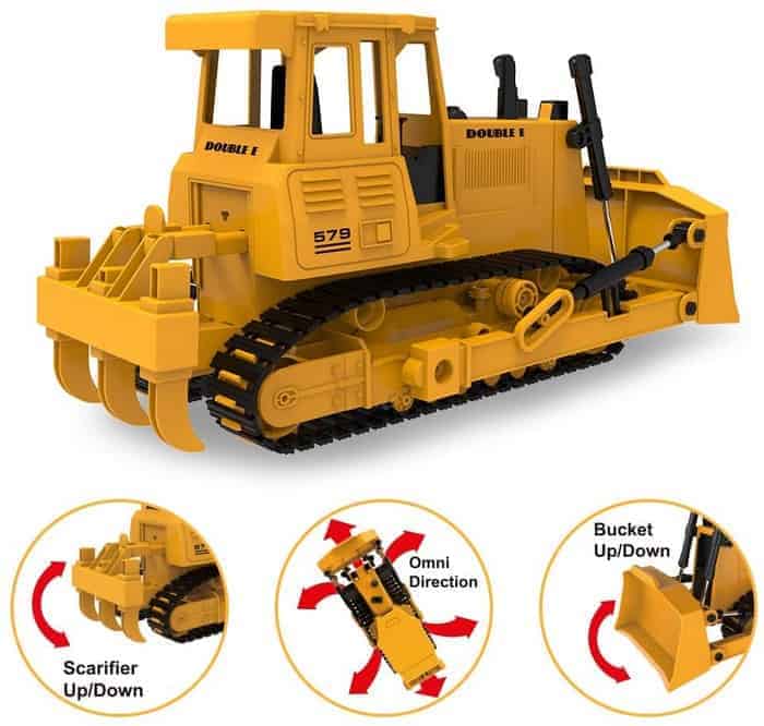 Mostop RC Bulldozer 2.4G RC Loader Tractor Crawler Bulldozer Remote Control Construction Vehicle for Kids