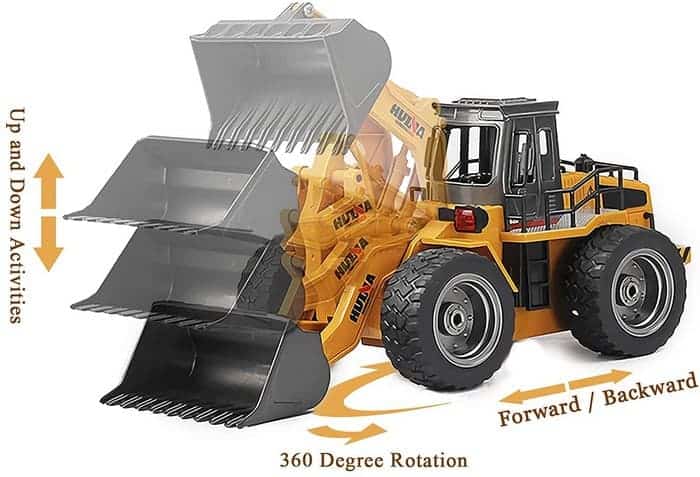 TEMA1985 RC Truck 6 Channel Full Functional Front Loader 4WD Remote Control RC Construction Vehicles Toy Tractor with Lights & Sounds